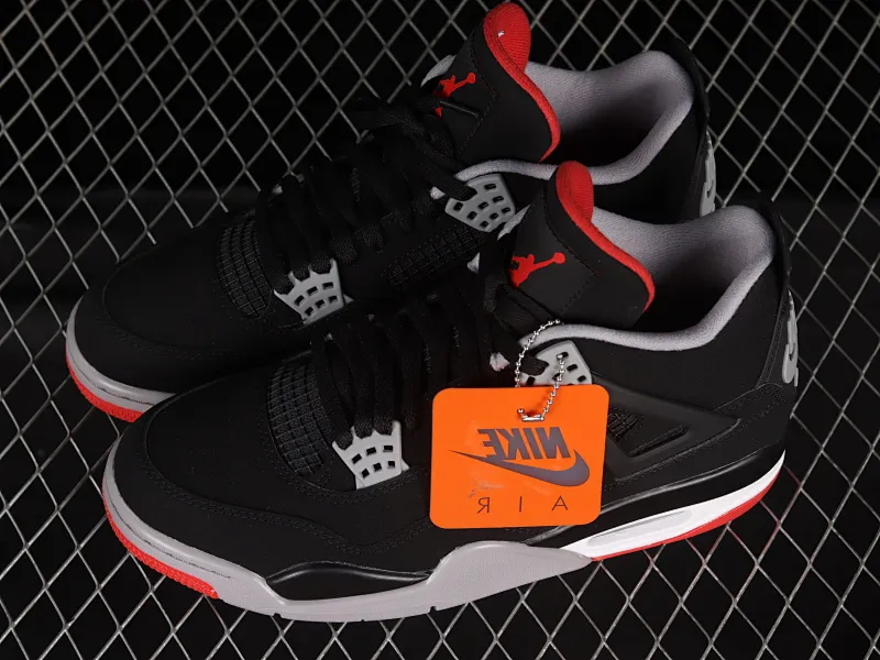 All categories Air Jordan Jordan series basketball shoes Air Jordan 4 LJR version Air Jordan 4 Retro "Bred" AJ4 Jordan 4 first year re-engraved new black and red 308497-060